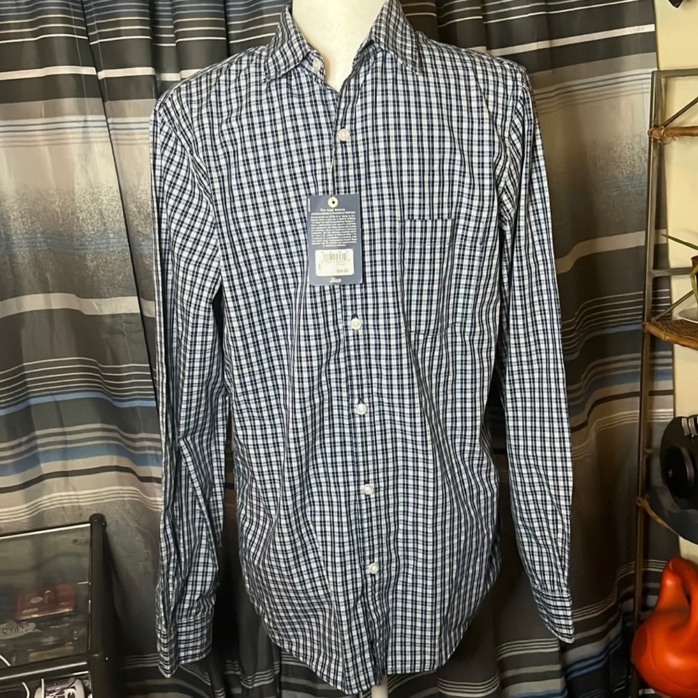 Mens bass plaid button down long sleeve shirt